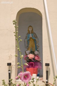 Czarnowo | figura Matki Boskiej w kapliczce | od południa | stan na 2015-07-05